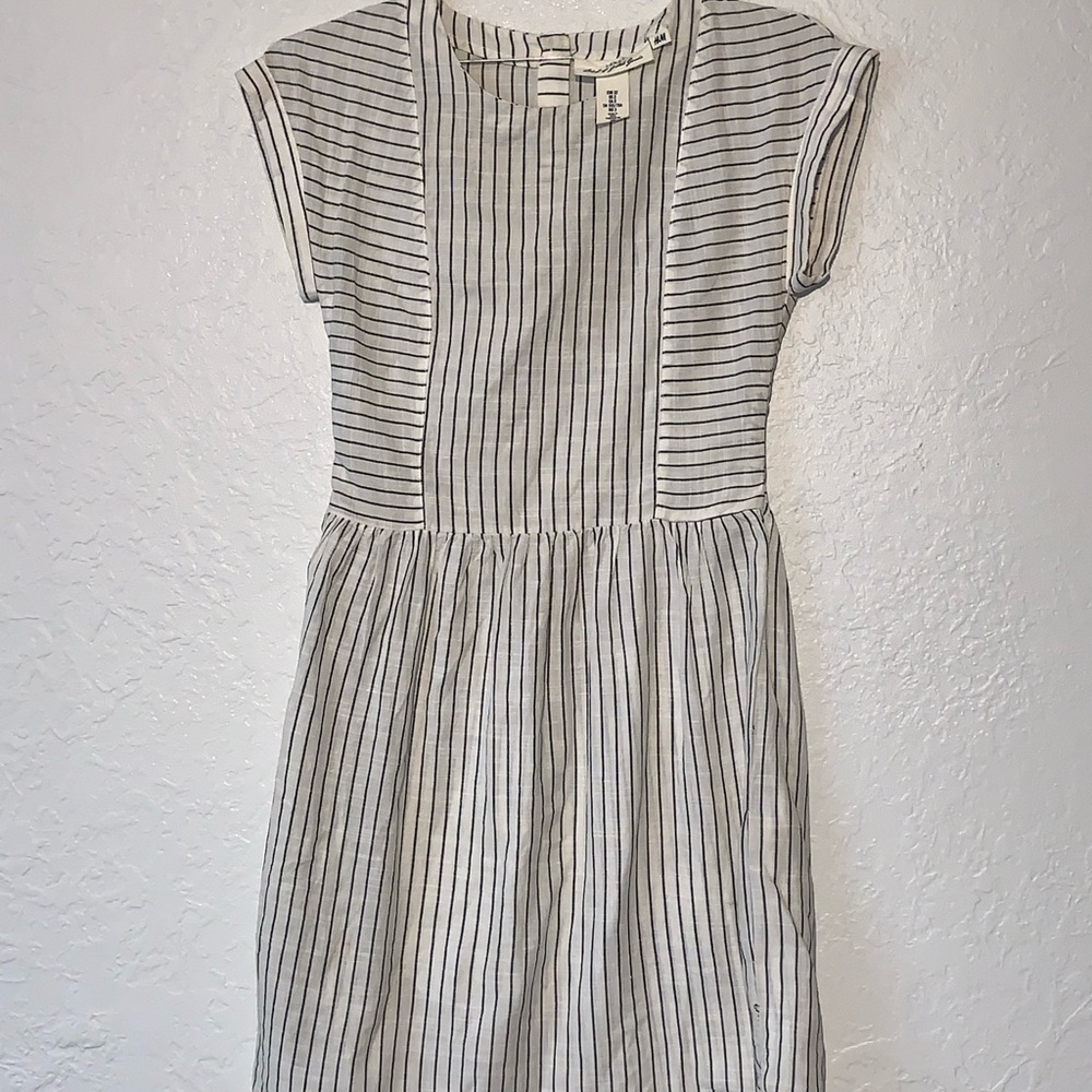 White and blue striped summer dress